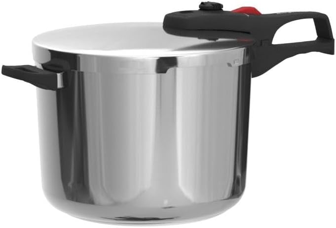 MAGEFESA Practika Plus 6.3-Quart Pressure Cooker – 18/10 Stainless Steel, Induction Compatible, 5-Layer Heat Diffuser Bottom, 5 Safety Systems, Even Heat Distribution