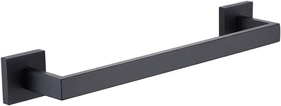 TASTOS 16 Inch Black Single Towel Bar Rack, SUS 304 Stainless Steel Bathroom Towel Bar Heavy Duty Towel Holder Kitchen Towel Rod, Wall Mount with Screws Towel Bar Rod Matte Black Finish
