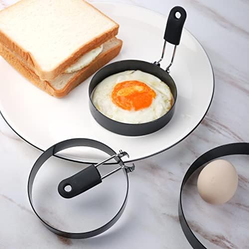 Egg Rings 4 Pcs Large 6" Pancake Molds And 4 Pcs 3.5" Fried Egg Molds Stainless Steel Nonstick Egg Ring for Frying Eggs And Muffins