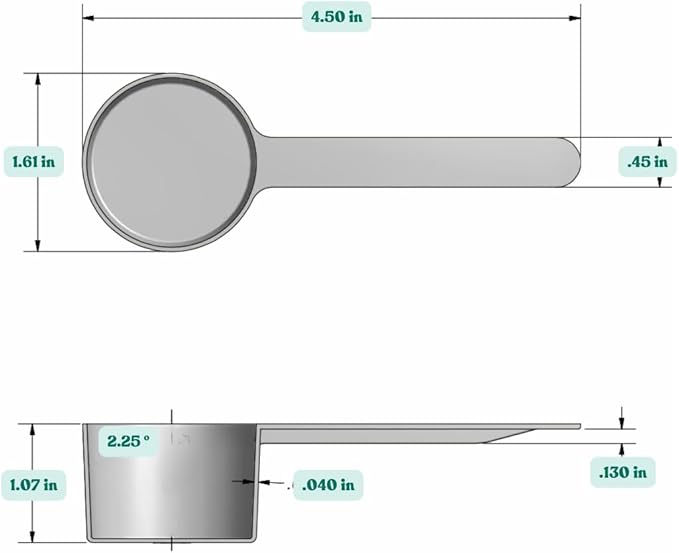 2 Tablespoon (1/8 Cup | 1 Oz. | 6 Teaspoon | 29.6 mL) Long Handle Scoop for Measuring Coffee, Pet Food, Grains, Protein, Spices and Other Dry Goods (Pack of 1)