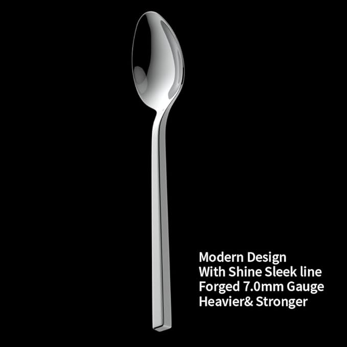 Alata Cube 60-Piece Forged Stainless Steel Flatware Set Cutlery Set, Silverware Set Service for 12, Mirror Finish, Dishwasher Safe