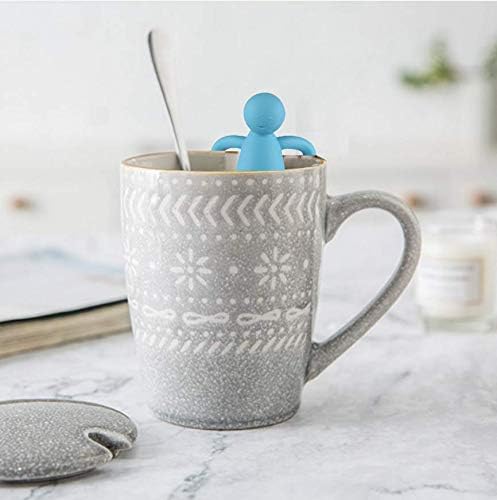 Leden Tea Infuser Cute Tea Strainer for Loose Tea Fine Mesh Stainless Steel Tea Ball Steeper & Diffuser with Silicone Lid for Tea Cup & Mug, with Cleaning Brush Blue