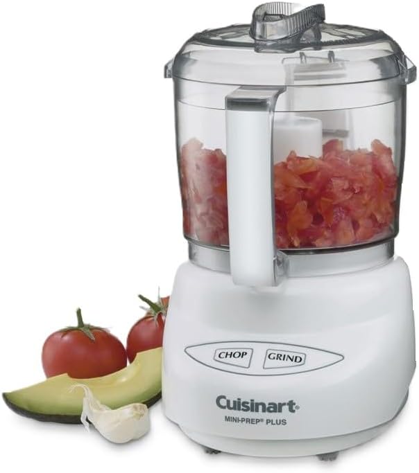 Cuisinart Mini-Prep Plus Food Processor, 24-Ounce Mini Food Processor to Chop Herbs, Vegetables, and Hard Cheese, 24-Ounce Work Bowl, Reversible Stainless Steel Blade, DLC-2A, White