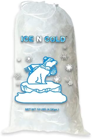 Ice Bags with Drawstring Closure | 10lb, 600ct/cs | 41 mic Thickness | Portable Storage and Freezer Keeper