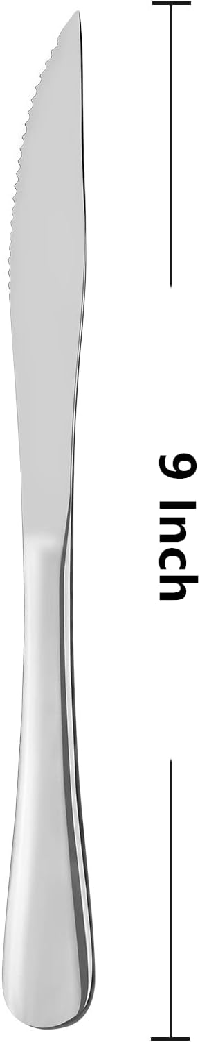 SANTUO 12-piece Dinner Knives, Serrated 18/10 Stainless Steel Steak Knife Set of 12 (9.05 -inch)