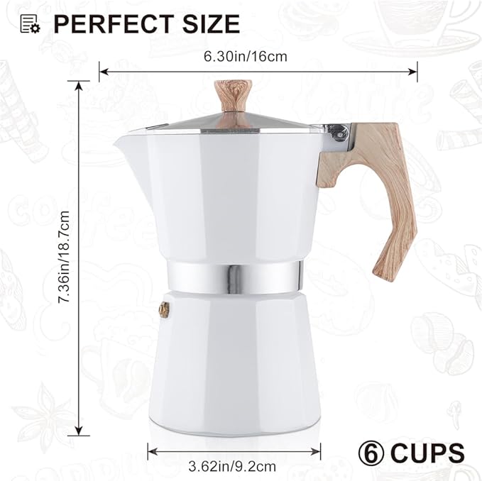 wedrink Stovetop Espresso Maker Aluminum Moka Pot 6 Cups Cuban Coffee Maker Stovetop Coffee Maker Moka Italian Espresso