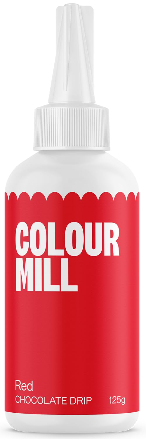 Colour Mill Chocolate Drip Easy-Melt Drizzle for Desserts, 125 Grams Red