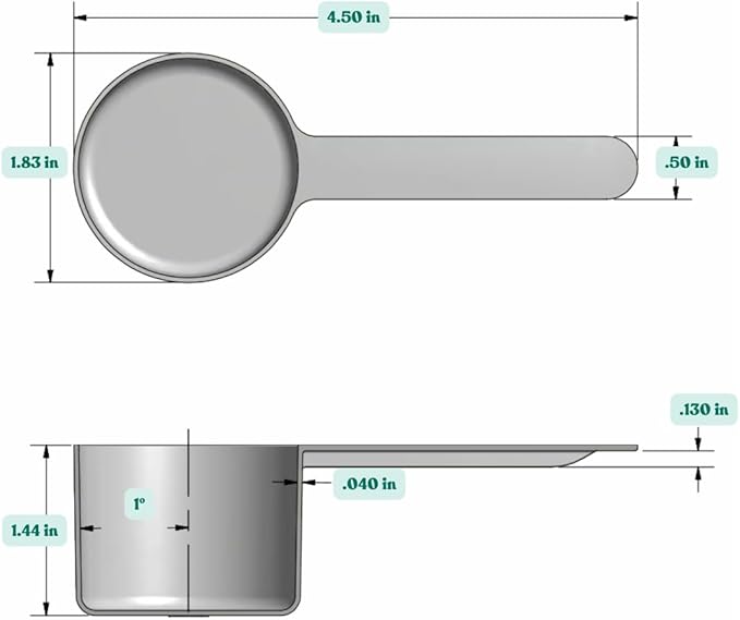 53 mL (1.8 Oz. | 3.58 Tablespoon) Long Handle Scoop for Measuring Coffee, Pet Food, Grains, Protein, Spices and Other Dry Goods (Pack of 1)