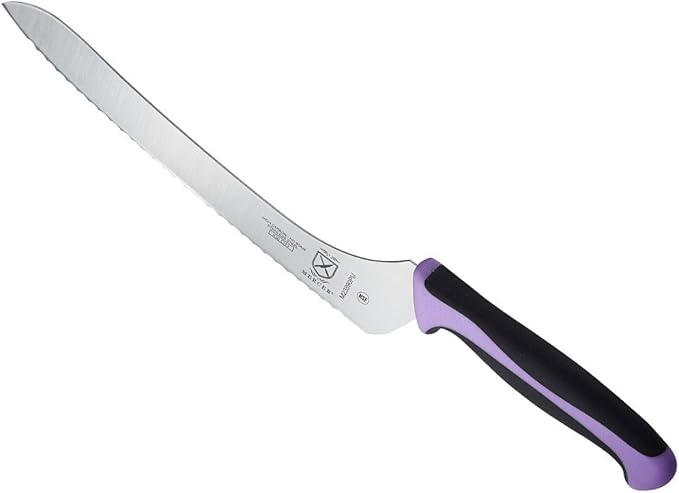 Mercer Culinary Millennia Colors Bread Knife, 9-Inch Offset Wavy Edge, Purple