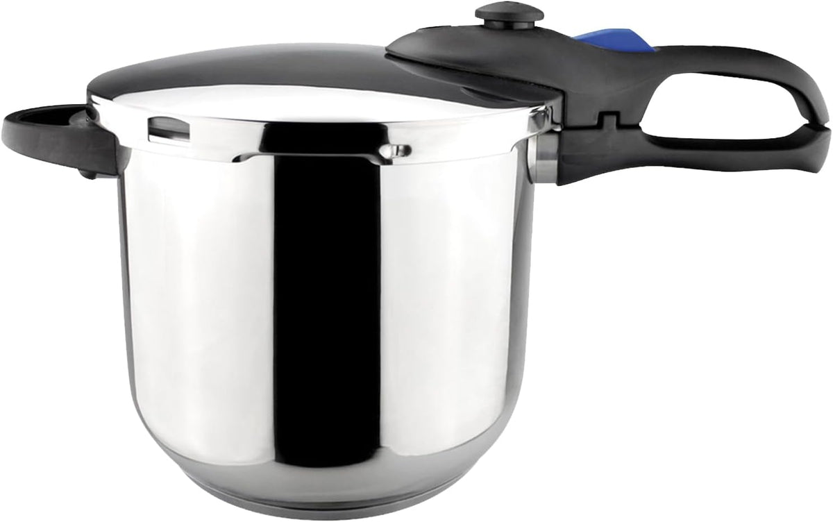 MAGEFESA Favorit 8 Qt Pressure Cooker – Easy-to-Use Fast Cooking Pot, 18/10 Stainless Steel, Induction Compatible, Even Heat Distribution, Works on All Stovetops
