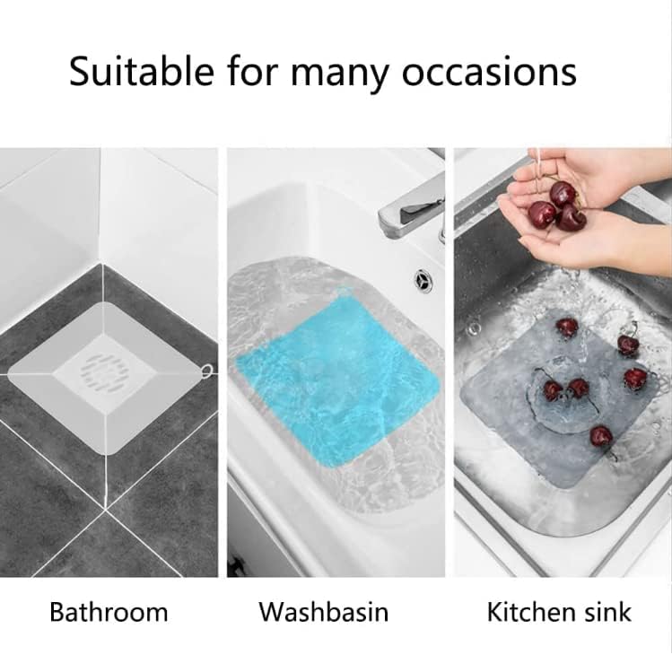 2 Pieces 8 x 8 Inch Silicone Tub Stopper Floor Drain Cover Sewer Anti-Odor Mat Deodorizing Drain Plugs for Kitchen, Bathroom and Laundry