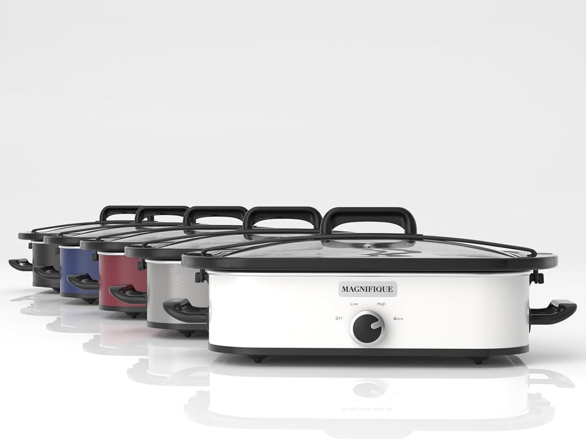 Magnifique 4-Quart Slow Cooker with Casserole Manual Warm Setting - Perfect Kitchen Small Appliance for Family Dinners, Dishwasher Safe Crock, White