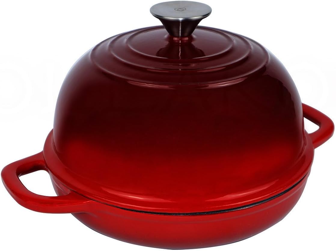 Dutch Oven for Bread Baking Bread Oven for Sourdough Bread Baking, Enameled Cast Iron Dutch Oven Pot with Lid 5 qt Cast Iron Bread Pan, Red