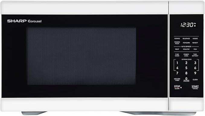 SHARP Countertop Microwave Oven with Removable 12.4" Carousel Turntable, 1000 Watt, 1.1 Cubic Feet, White