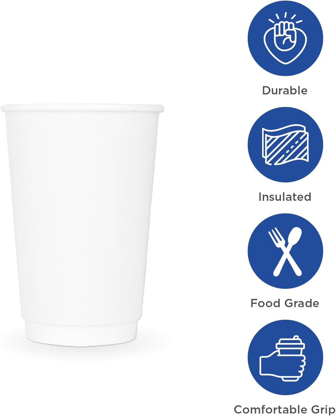 Karat 8 oz Double-Wall Insulated Coffee Cup [500 Count] White Disposable Paper Hot Cup - Rolled Rim for Hot Beverages, 80mm (C-KIC508W)