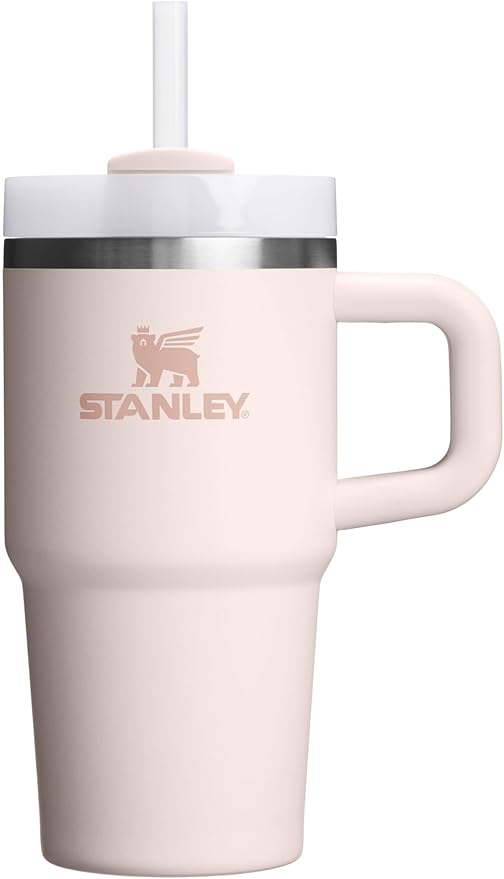 STANLEY Quencher H2.0 Tumbler with Handle and Straw 20 oz | Flowstate 3-Position Lid | Cup Holder Compatible for Travel | Insulated Stainless Steel Cup | BPA-Free | Rose Quartz 2.0