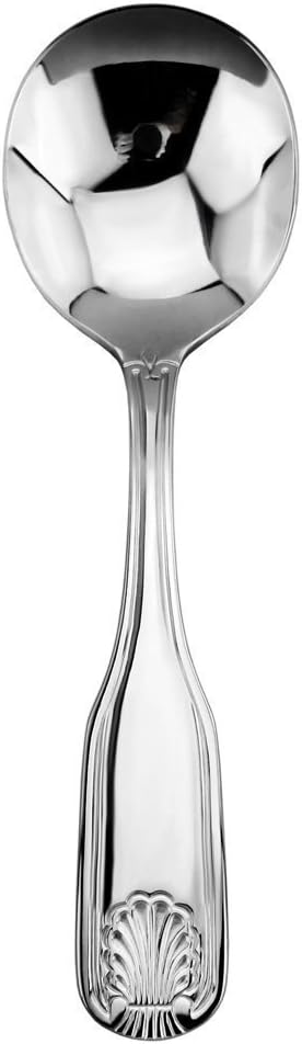 New Star Foodservice 58406 Shell Pattern, 18/0 Stainless Steel, Bouillon Spoon, 6.4-Inch, Set of 12