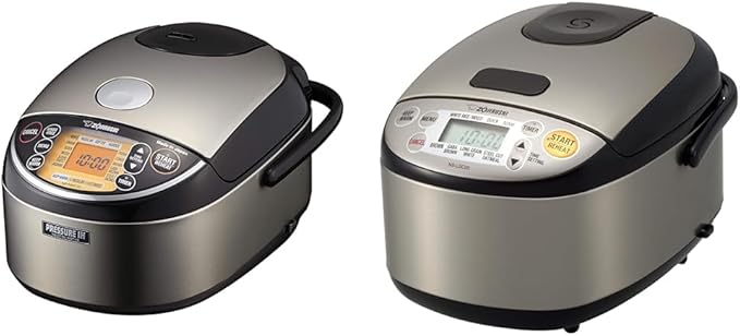 Zojirushi NP-NWC10XB 5.5-Cup Pressure Induction Heating Rice Cooker and Warmer (Stainless Black) & NS-LGC05XB Micom Rice Cooker & Warmer, 3-Cups (uncooked), Stainless Black