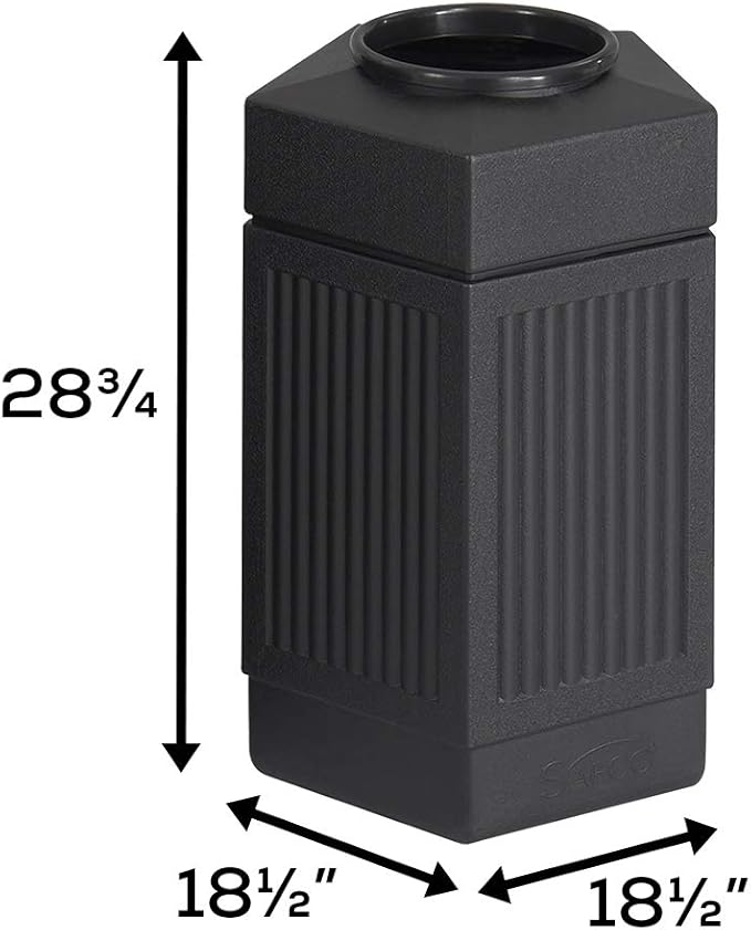 Safco Canmeleon Trash Can, 30 Gallons, Indoor and Outdoor Use, Durable & Weather-Resistant Commercial Garbage Can, Black
