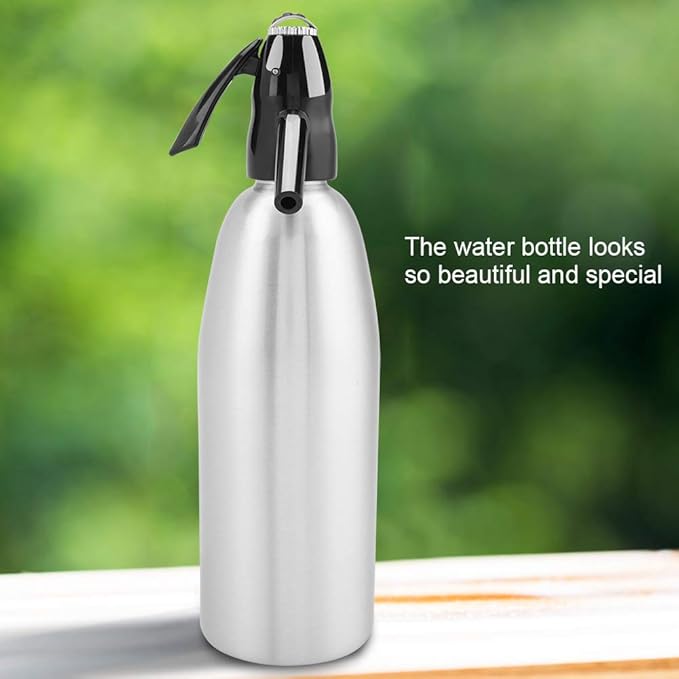 Raguso Soda Bottle Fashionable Attractive Alloy Soda Syphon Bottle Seltzer Portable Siphon Carbonated Seltzer Water Maker With Pressure Regulator for Mojitos Cocktails Juice Drinks(Silver) Sodamaker