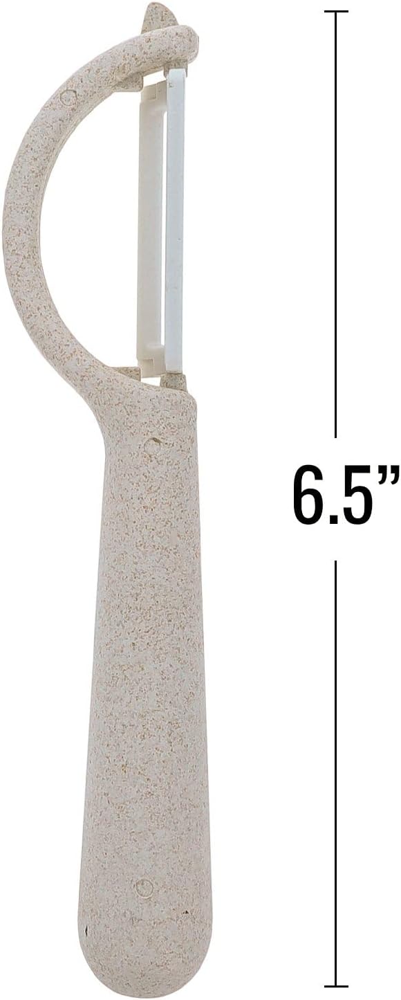 Beille Ceramic Blade Wheat Straw Vegetable Peeler Kitchen Gadgets, 6.5 Inch (Classic Peeler, Cream)