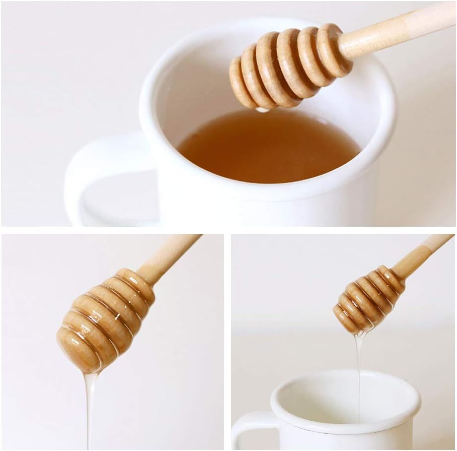 12 Pack Mini Wooden Honey Dipper Sticks, Honey Dippers 6 inch with Individually Wrapped Server for Honey Dispense Drizzle Honey and Wedding Party Favors