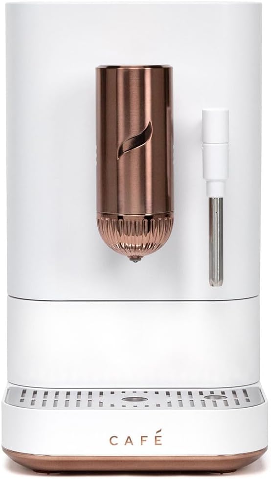 Cafe Affetto Automatic Espresso Machine & Milk Frother with Built In & Adjustable Espresso Bean Grinder, One-Touch Brew in 90 Seconds, Wifi & Smart Connected, Removable 1.2L Water Tank, Matte White