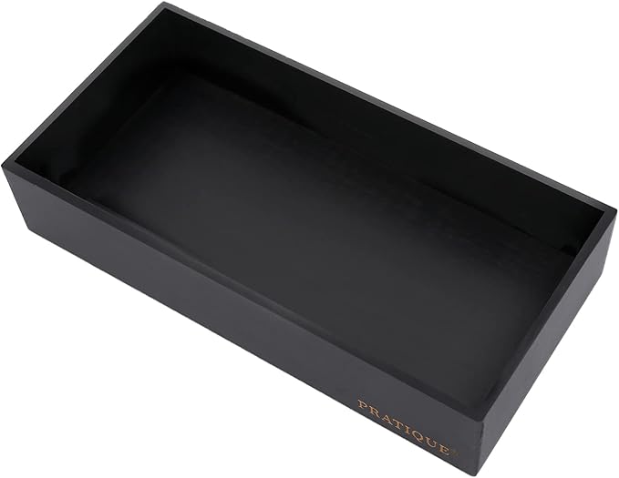 Bamboo Drawer Organizer - Kitchen Utensil Organizer Silverware Tray Cutlery Holder，Office Desk Supplies and Accessories,12 * 5.9 * 2.6,Black