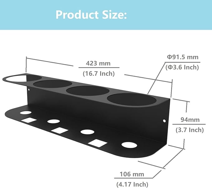 JINGCHENGMEI 4 Spray Bottles Holder, Steel Wall Mount Storage Organizer for All-Purpose at Garage and Home (SBH-4B1Pc)