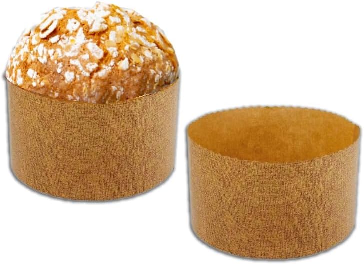 Pastry Chef's Boutique Thin Panettone Paper Pan Mold - Large 1 Kg - 6-5/8" x 4-5/16" - Pack of 6