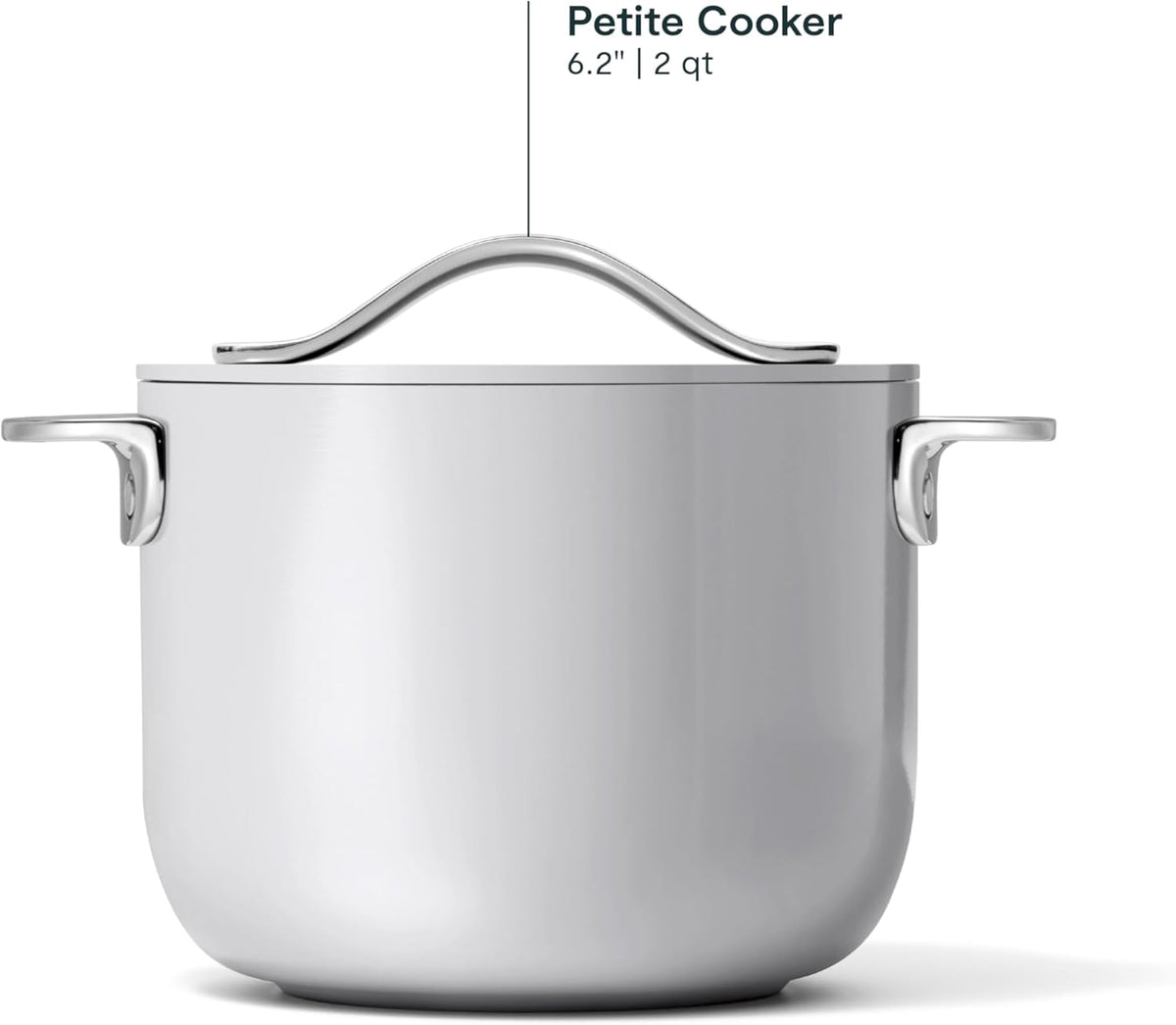 Caraway Petite Cooker - 2 Qt Ceramic Coated Pot - Free From Forever Chemicals - Perfect for Rice, Grains, or Sauces - Gray