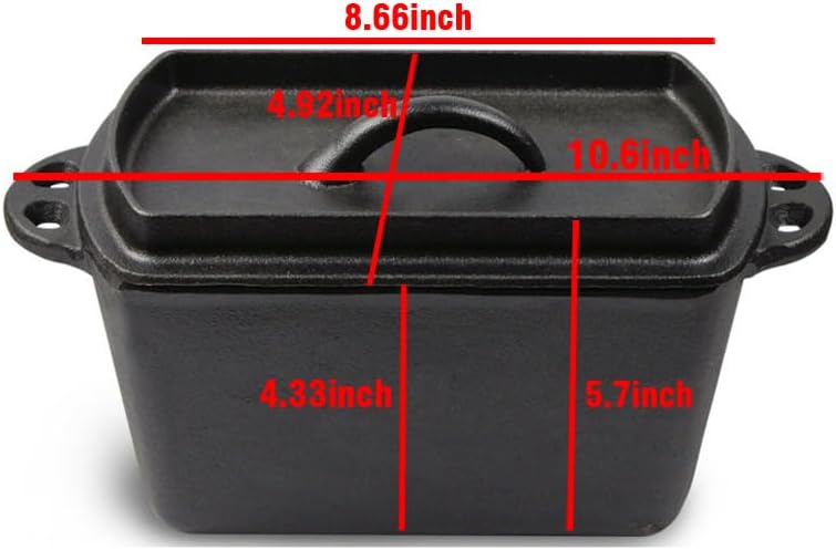 Cast Iron Loaf Oven Pan - 4.33"x4.92"x8.66" Durable Loaf Pans Rectangular Baking Pan with Banneton Bread Proofing Basket set for home baking (Bread Pan with Basket Kit, 2 QT)