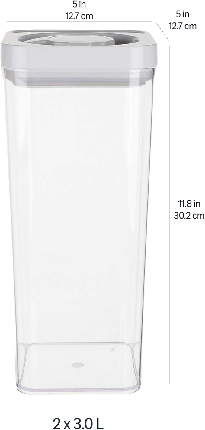 Amazon Basics Airtight Food Storage Containers, BPA Free, with Twist/Turn Lids, for Kitchen Pantry Organization, 10-Piece Square Set, Clear Plastic