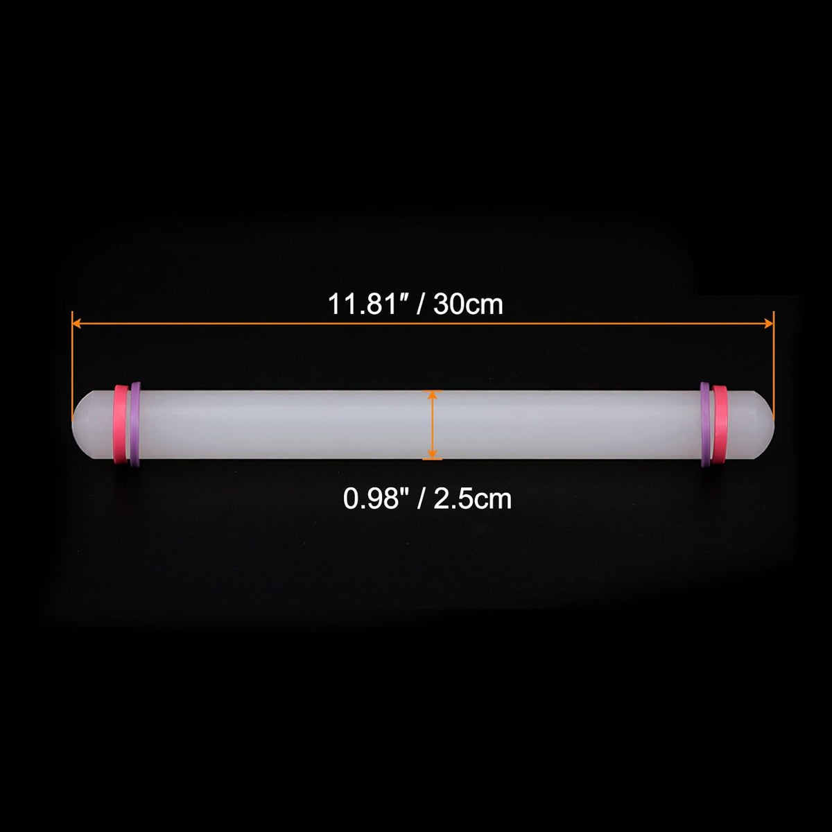 HARFINGTON 2pcs Fondant Rolling Pin with Rings PP 30cm x 2.5cm Non Stick for Baking White