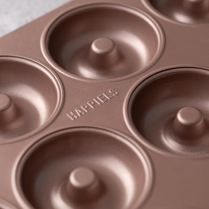 HAPPIELS 12 Well Donut Pan Nonstick, Non Toxic PFOA & BPA Free Donuts Mold for Baking, Doughnut Tin for Oven, Doughnuts Pans and Molds Non Stick Nontoxic, Baking Tray Pans & Trays without Teflon