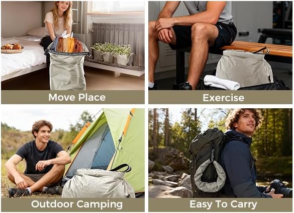 Travel Laundry Bag, Pump Free Vacuum Storage Bag Reusable Compression Dirty Clothes Travel Bag Waterproof Wet Dry Bags Large Capacity Space Saver Bags Camp Clothes Organizer (1 Pcs)(Gray, M)