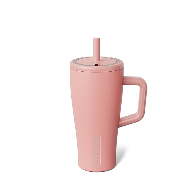 BrüMate Era 20 oz Tumbler with Handle and Straw | 100% Leakproof Insulated Tumbler with Lid and Straw | Made of Stainless Steel | Cup Holder Friendly Base | 20oz (Guava)