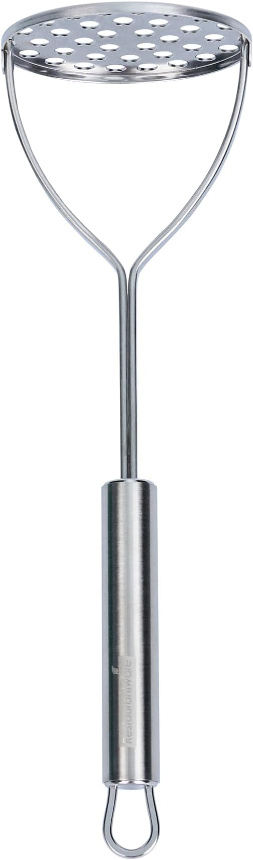 Restaurantware-German Standard Round-Faced Mashers With Ergonomic Handle, 24 Heavy-Duty Potato Mashers - Dishwashable, Durable, Stainless Steel Food Mashing Tool, For Avocado, Beans, Sweet Potatoes