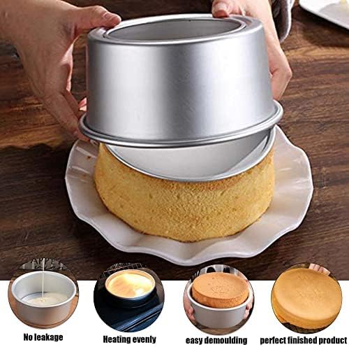 EXGOX 2 Pack 10-Inch Non-Stick Deep Aluminum Round Cake Pan With Removable Bottom For Wedding/Birthday/Christmas Cake Baking Round Cake Tin Set With Loose Base