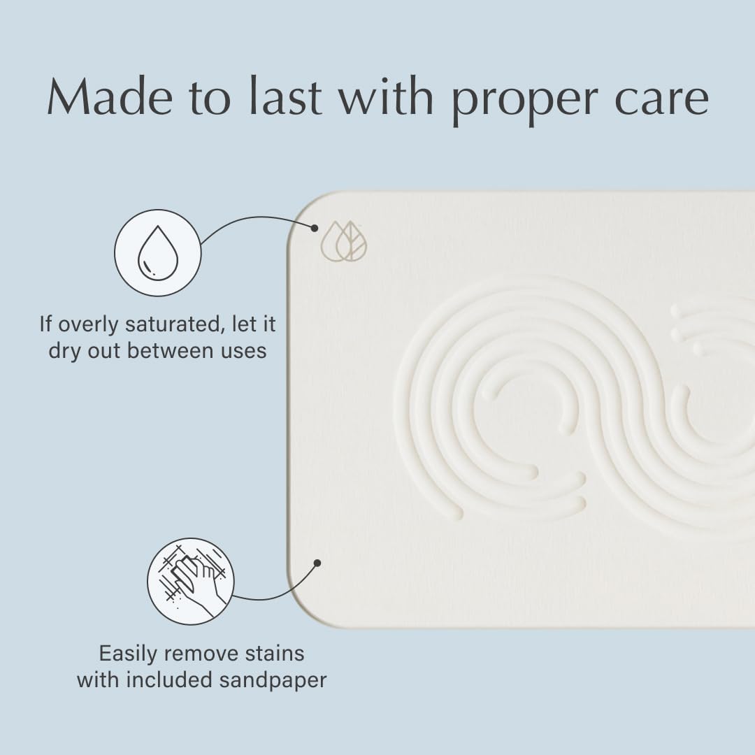 Dorai Home Bath Stone Mat 23.6"x15.4" (2-Pack) – Quick-Dry, Non-Slip Diatomite Stone Bath Mat for Bathroom, Zen Slate