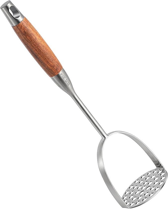 Mashed Potatoe Masher Stainless Steel - Heavy Duty Potato Masher, Professional Integrated Masher for Avocado, Potatoes, Beans, Meat, Vegetables