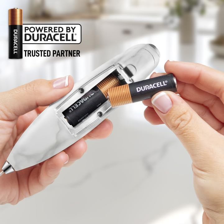 Zulay Kitchen Powerful Milk Frother Wand With 4 AA Duracell Batteries - Ultra Fast Handheld Drink Mixer - Electric Whisk Foam Maker for Coffee, Lattes, Cappuccino, Matcha & Creamer -