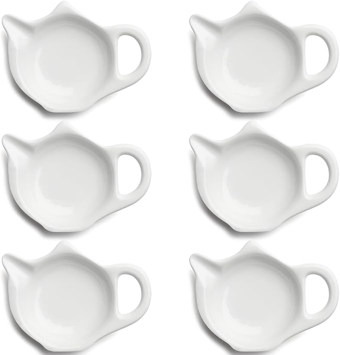 Tea Bag Holder for Used Tea Bag Teapot Shaped Tea Bag Coasters - Keep Your Tea Time Tidy and Organized with Tea Bag Saucers Set of 6