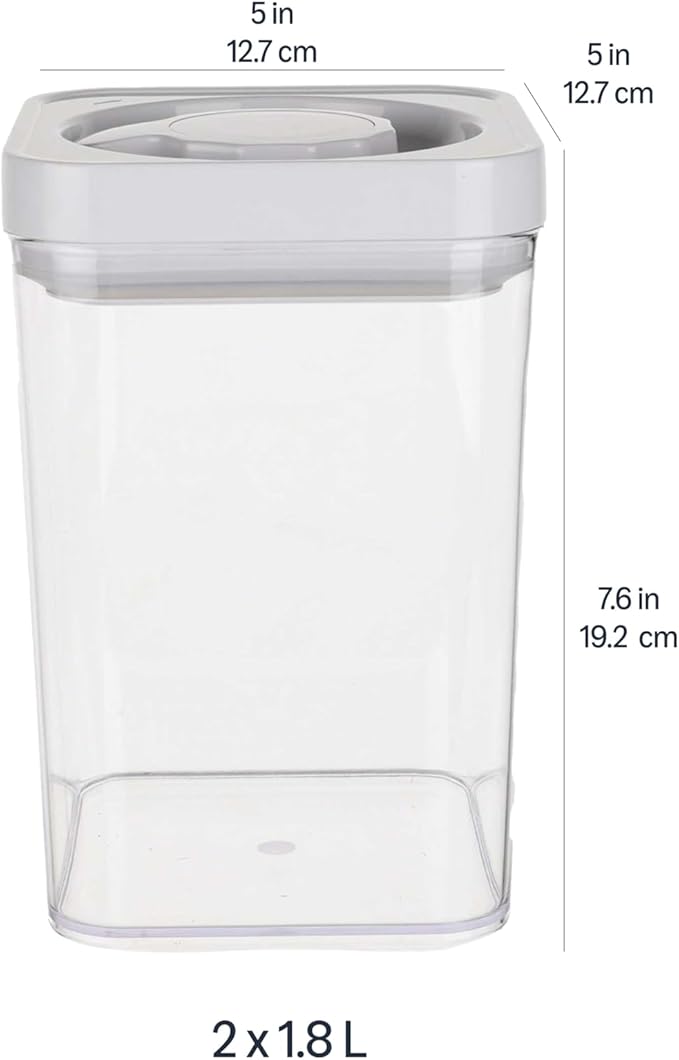 Amazon Basics Airtight Food Storage Containers, BPA Free, with Twist/Turn Lids, for Kitchen Pantry Organization, 10-Piece Square Set, Clear Plastic