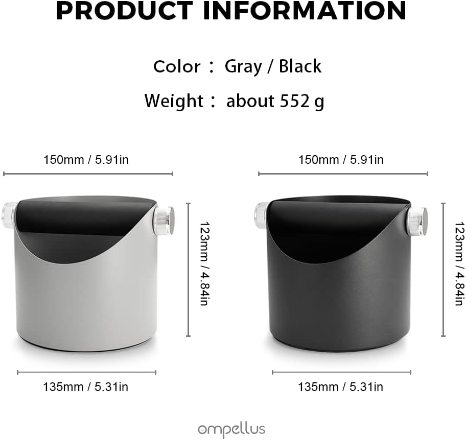 Espresso Knock Box, Large Capacity & Non-Slip Base Coffee Knock Box, Barista Tools, Espresso Machine Accessories (Black-Small)