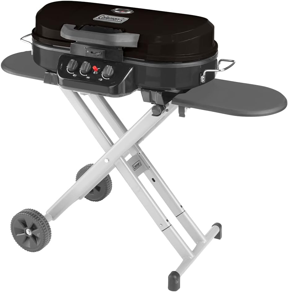Coleman RoadTrip 285 Portable Stand-Up Propane Grill with 3 Adjustable Burners & Instastart Ignition, 20,000 BTUs of Power for Outdoor Cooking, Camping, Tailgating, Grilling, BBQs, & More