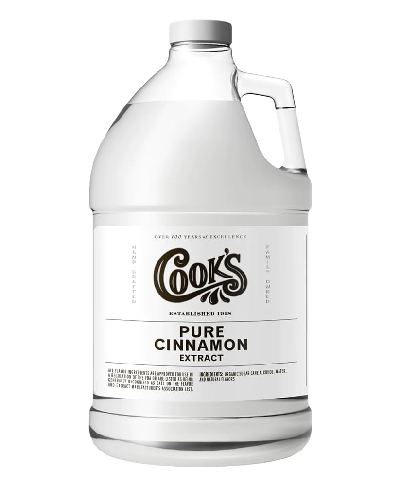Cook's Pure Cinnamon Extract Made From Fine Ceylon Cinnamon, Premium All Natural Cinnamon Extract for Baking, Cooking, Beverages and Candies, 128 oz (1 Gallon)