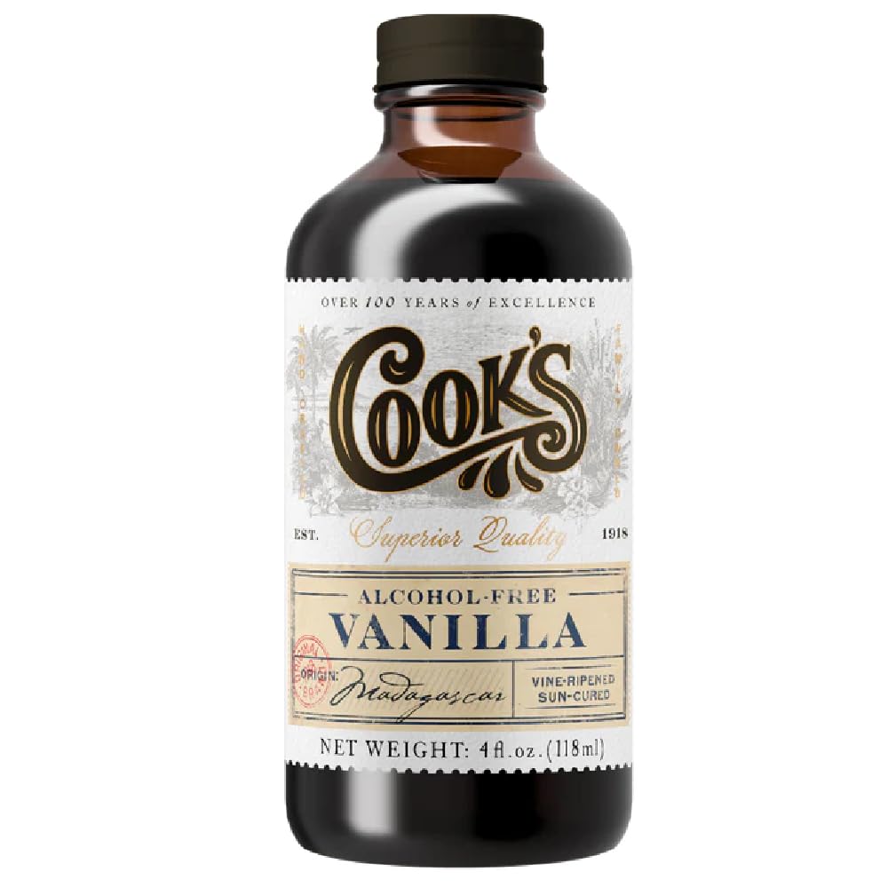 Cook's, Alcohol Free Pure Vanilla, for Cooking, Baking, Desserts, Madagascar Pure Vanilla, 4oz