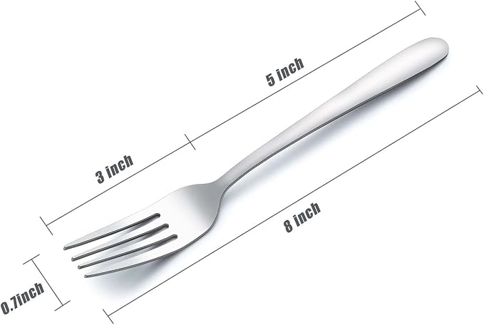 24 Pieces Dinner Forks, Forks Silverware(8 inches), Food Grade Stainless Steel Flatware Forks, Mirror Polished & Dishwasher Safe, Using for Home, Restaurant or Kitchen