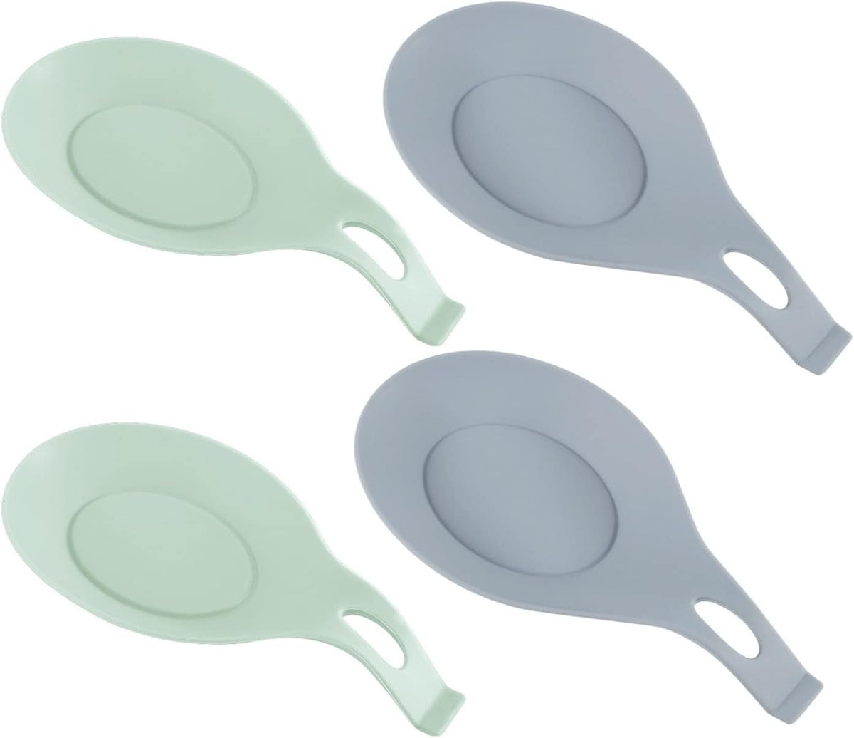 4-PACK Silicone Spoon Rest for Kitchen Counter, Kitchen Gadgets Organizer Kitchen Spoon Holder, Almond-Shaped Cooking Spoon Holder for Stove Top for Countertop